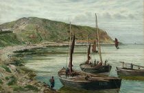 Fishing Boats at Berwickshire Coast by Thomas M. M. Hemy - An 1875 watercolour