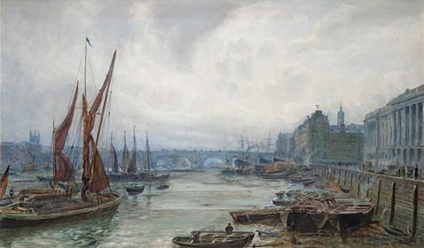 Shipping on the Thames, an 1883 work by 
Thomas M. M. Hemy.