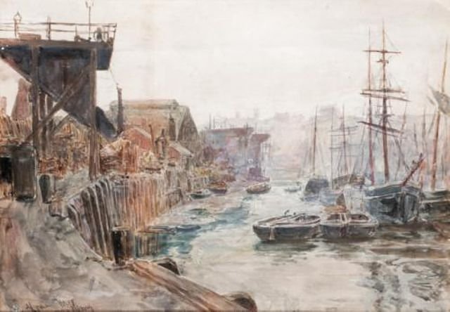 Wilson's Timber Yard, North Quay, Sunderland by Thomas M. Hemy, date unknown