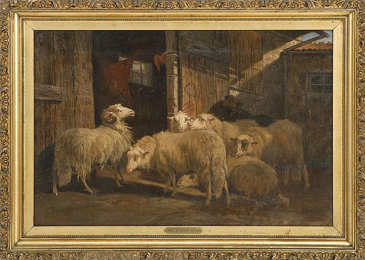 Schenck 1868 work. Title 'Sheep In From The Cold'. See text.